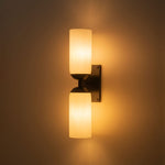 Modern 2 - Light Cylindrical Opal White Glass Vanity Wall Sconce - LightfixturesUAE
