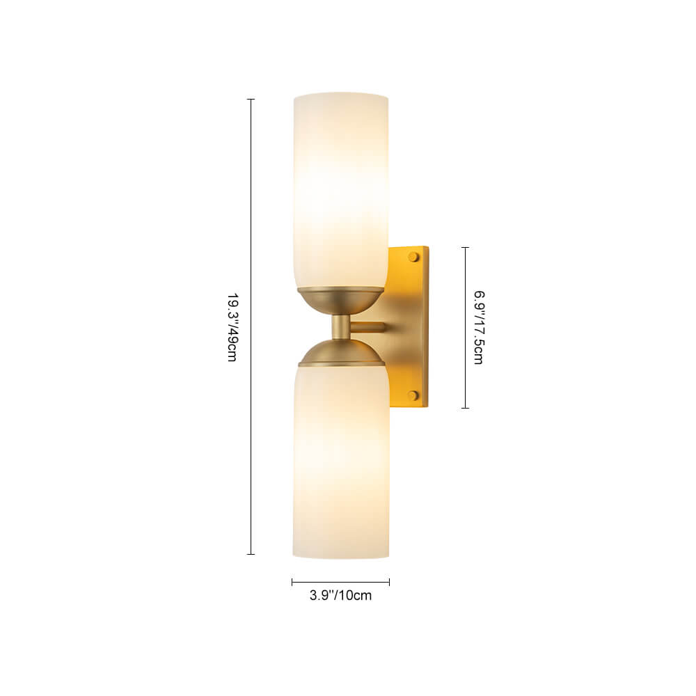 Modern 2 - Light Cylindrical Opal White Glass Vanity Wall Sconce - LightfixturesUAE