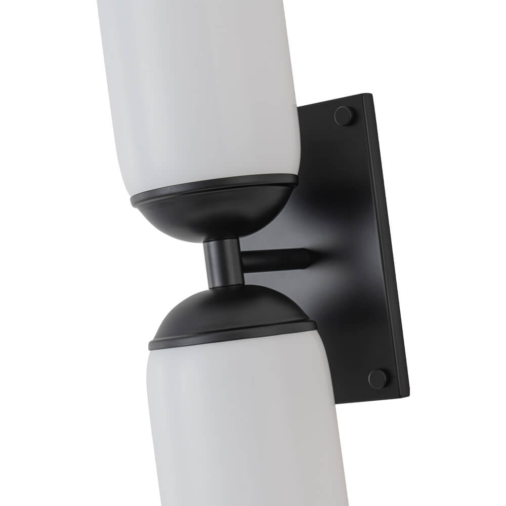 Modern 2 - Light Cylindrical Opal White Glass Vanity Wall Sconce - LightfixturesUAE