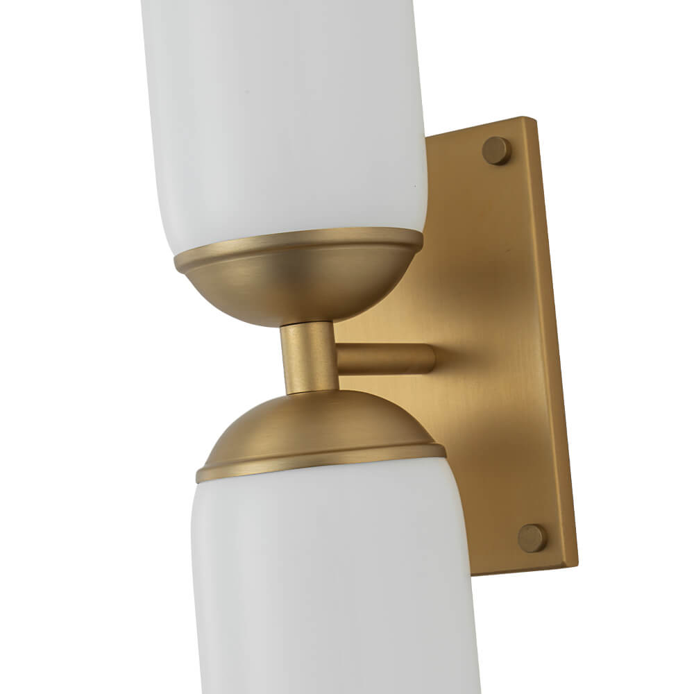 Modern 2 - Light Cylindrical Opal White Glass Vanity Wall Sconce - LightfixturesUAE