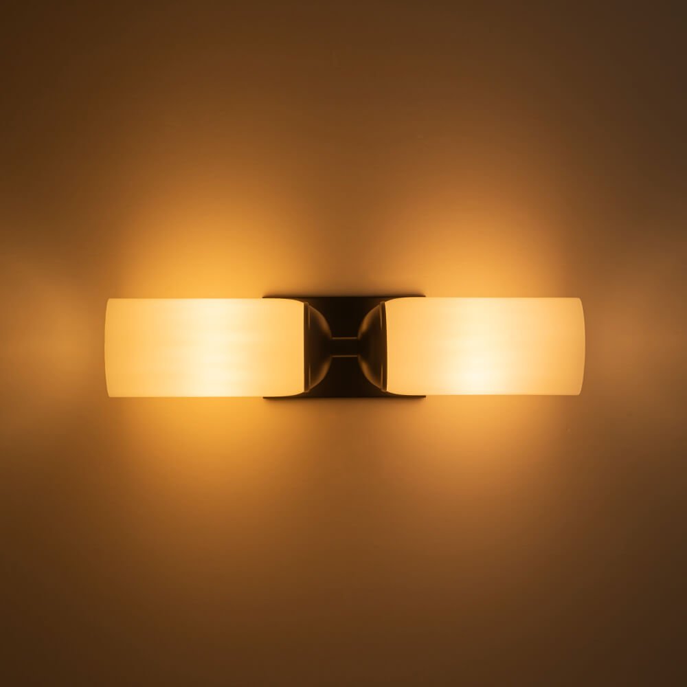 Modern 2 - Light Cylindrical Opal White Glass Vanity Wall Sconce - LightfixturesUAE