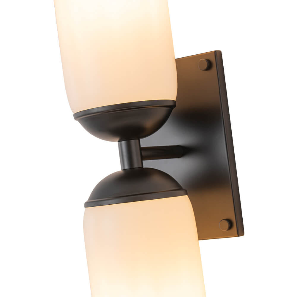Modern 2 - Light Cylindrical Opal White Glass Vanity Wall Sconce - LightfixturesUAE