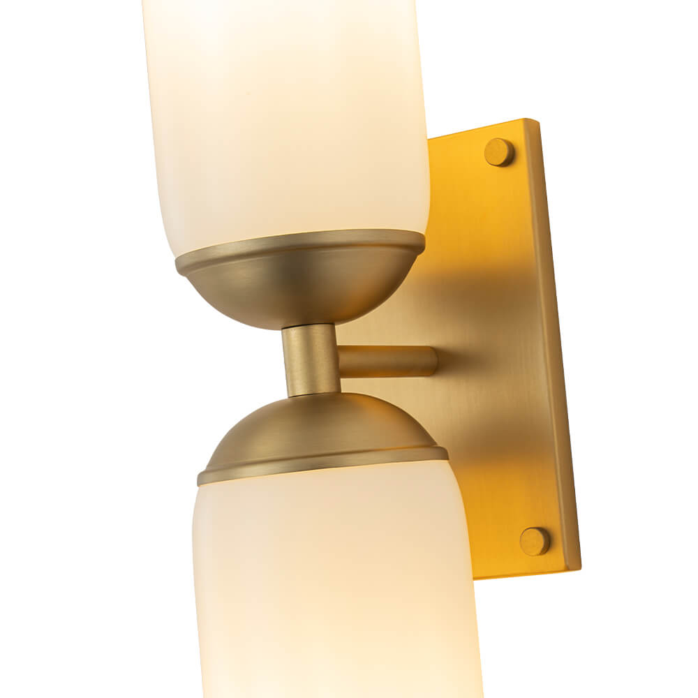 Modern 2 - Light Cylindrical Opal White Glass Vanity Wall Sconce - LightfixturesUAE