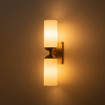 Modern 2 - Light Cylindrical Opal White Glass Vanity Wall Sconce - LightfixturesUAE