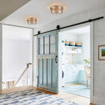 Modern 2 - Light Drum Seeded Glass Flush Mount Ceiling Light - LightfixturesUAE