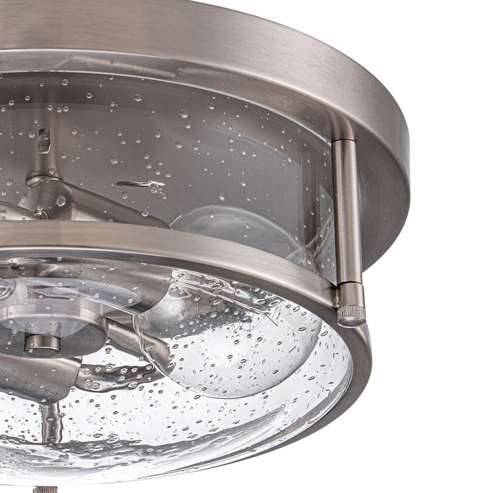 Modern 2 - Light Drum Seeded Glass Flush Mount Ceiling Light - LightfixturesUAE