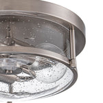 Modern 2 - Light Drum Seeded Glass Flush Mount Ceiling Light - LightfixturesUAE