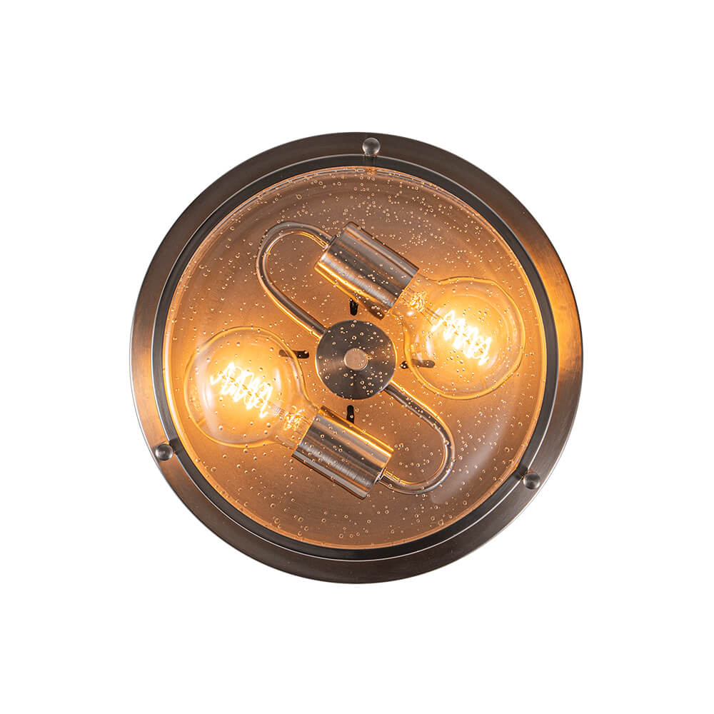 Modern 2 - Light Drum Seeded Glass Flush Mount Ceiling Light - LightfixturesUAE