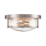 Modern 2 - Light Drum Seeded Glass Flush Mount Ceiling Light - LightfixturesUAE