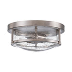 Modern 2 - Light Drum Seeded Glass Flush Mount Ceiling Light - LightfixturesUAE