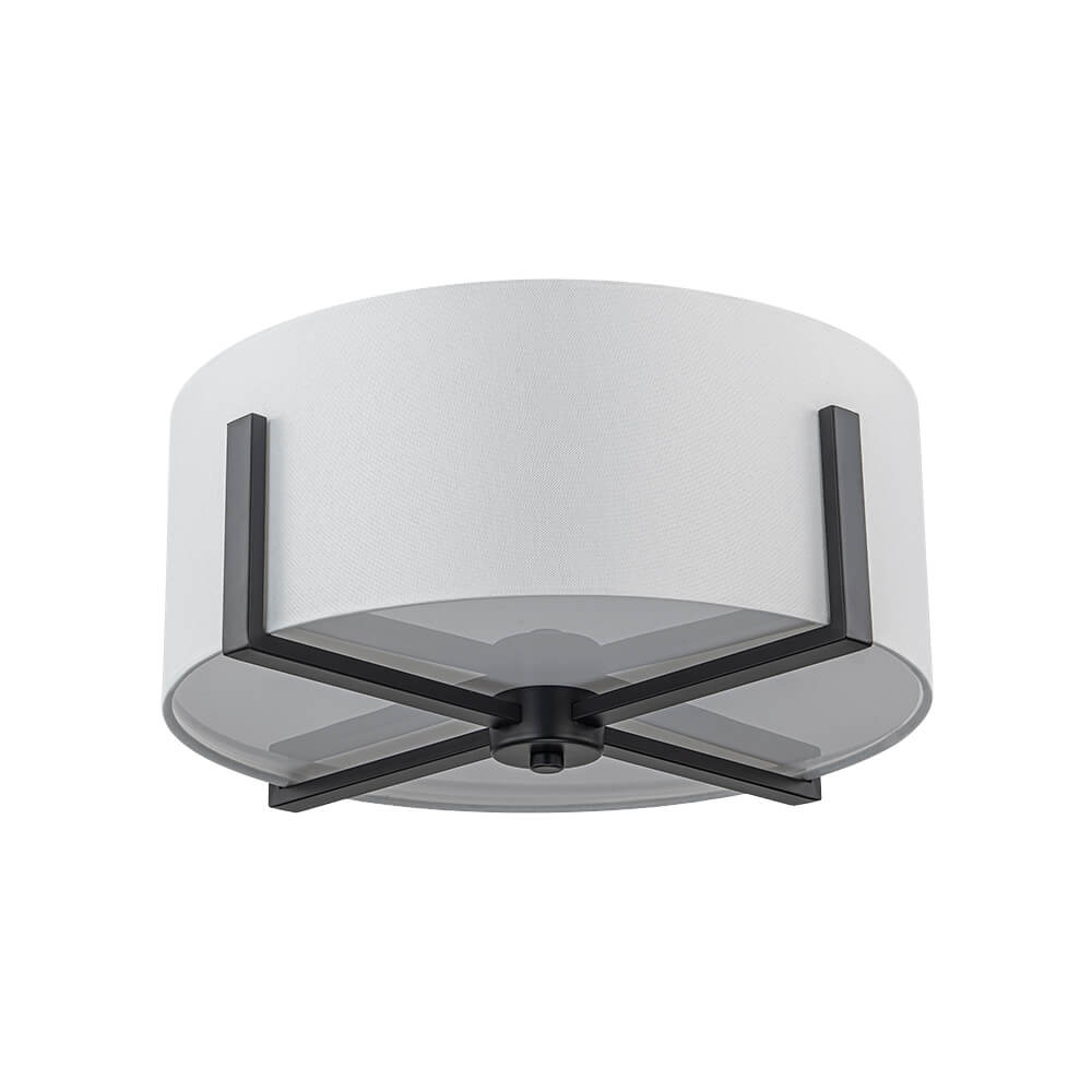 Modern 2 - Light Fabric Lampshade Drum Semi - Flush Ceiling Light - LightfixturesUAE