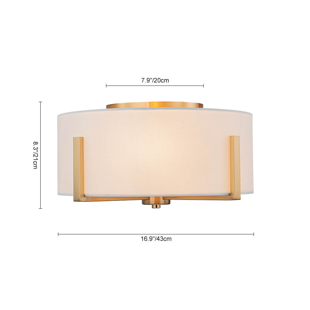 Modern 2 - Light Fabric Lampshade Drum Semi - Flush Ceiling Light - LightfixturesUAE