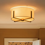 Modern 2 - Light Fabric Lampshade Drum Semi - Flush Ceiling Light - LightfixturesUAE