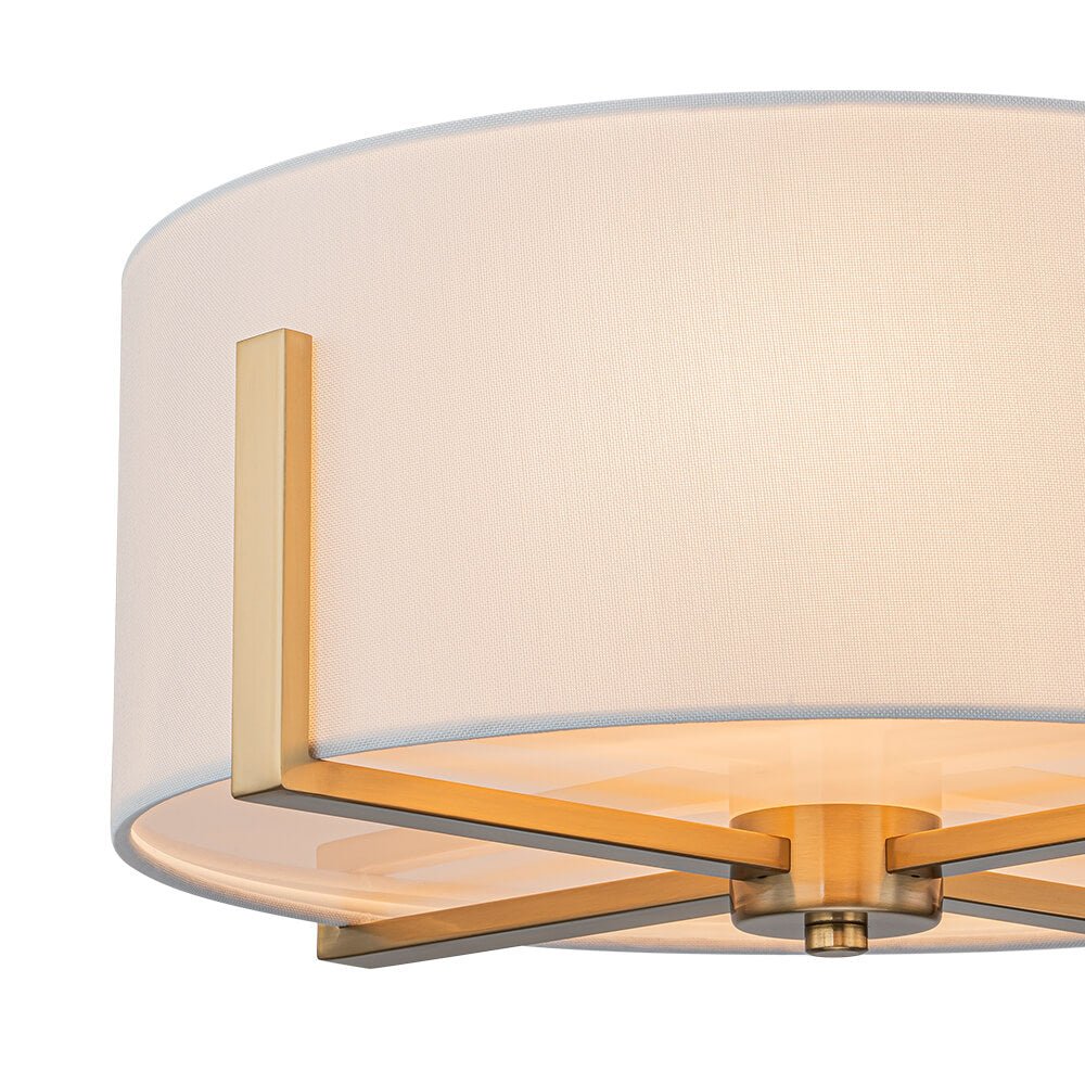 Modern 2 - Light Fabric Lampshade Drum Semi - Flush Ceiling Light - LightfixturesUAE