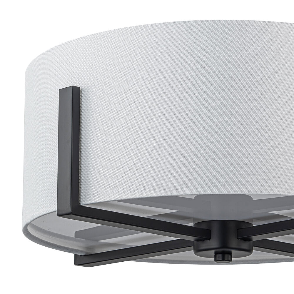 Modern 2 - Light Fabric Lampshade Drum Semi - Flush Ceiling Light - LightfixturesUAE
