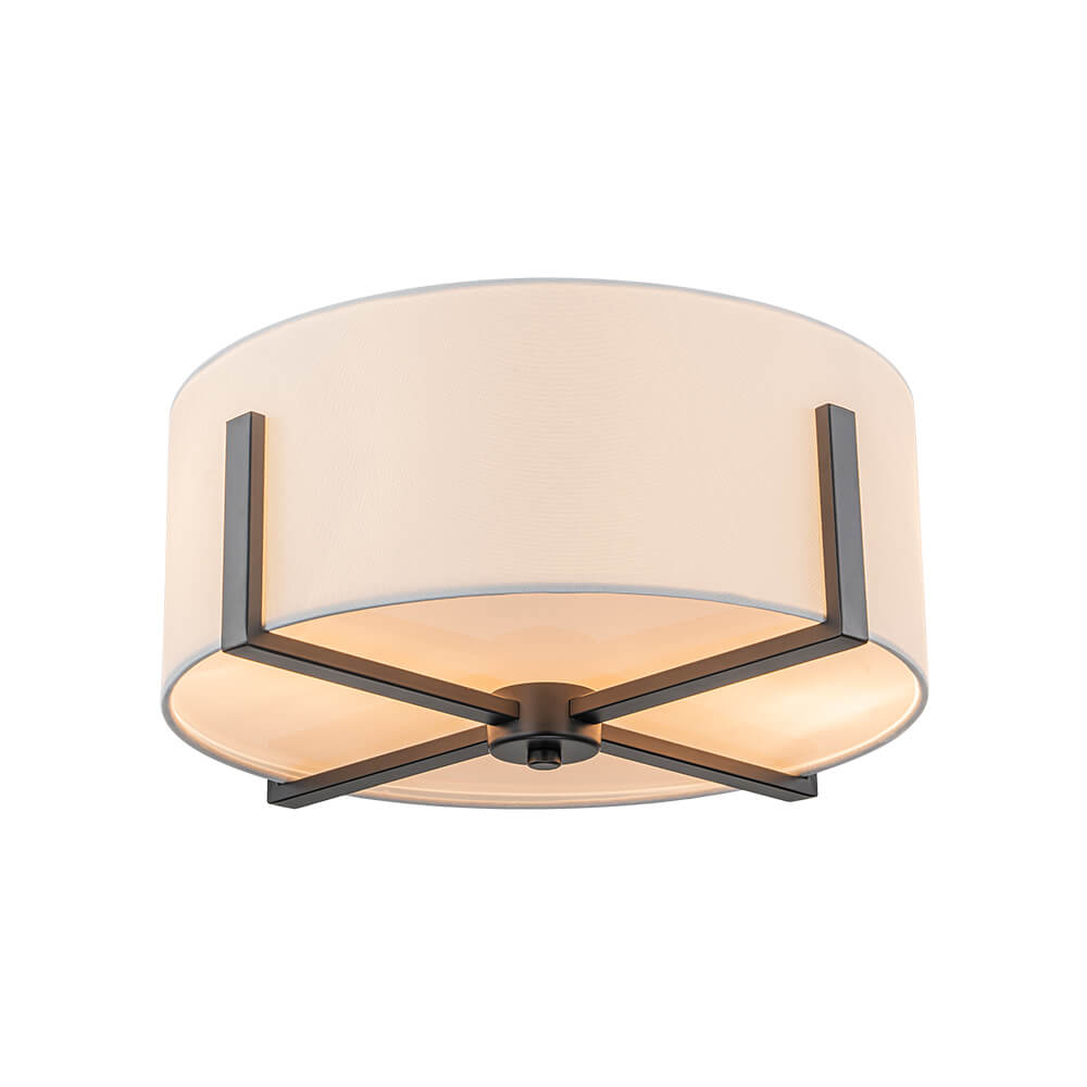 Modern 2 - Light Fabric Lampshade Drum Semi - Flush Ceiling Light - LightfixturesUAE