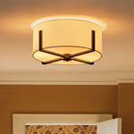 Modern 2 - Light Fabric Lampshade Drum Semi - Flush Ceiling Light - LightfixturesUAE