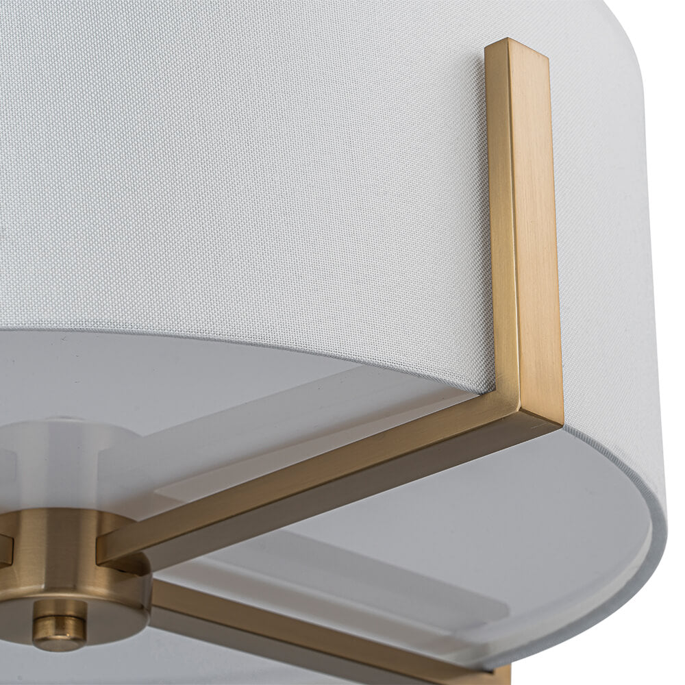 Modern 2 - Light Fabric Lampshade Drum Semi - Flush Ceiling Light - LightfixturesUAE