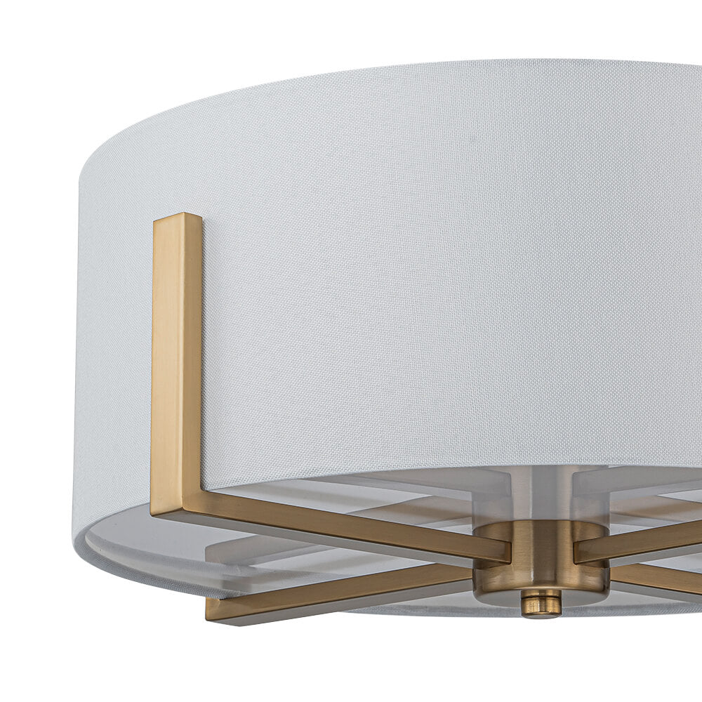 Modern 2 - Light Fabric Lampshade Drum Semi - Flush Ceiling Light - LightfixturesUAE