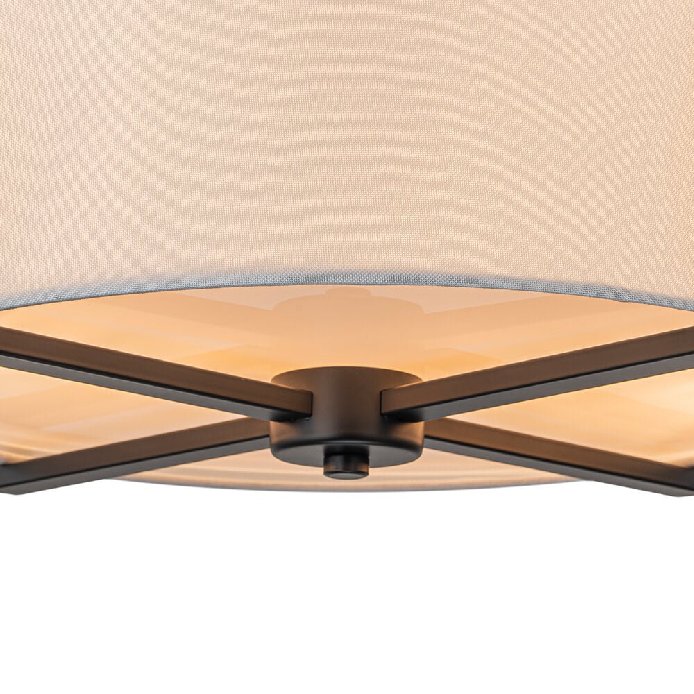 Modern 2 - Light Fabric Lampshade Drum Semi - Flush Ceiling Light - LightfixturesUAE