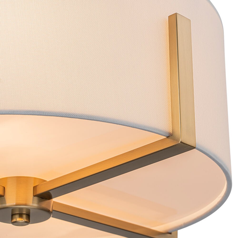 Modern 2 - Light Fabric Lampshade Drum Semi - Flush Ceiling Light - LightfixturesUAE