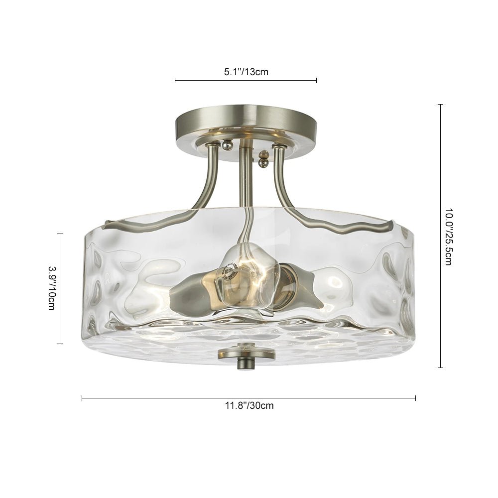 Modern 2 - Light Glass Hammer Drum Semi Flush Mount - LightfixturesUAE