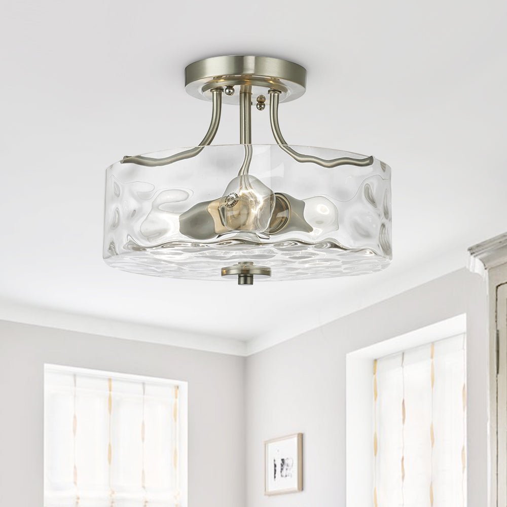 Modern 2 - Light Glass Hammer Drum Semi Flush Mount - LightfixturesUAE
