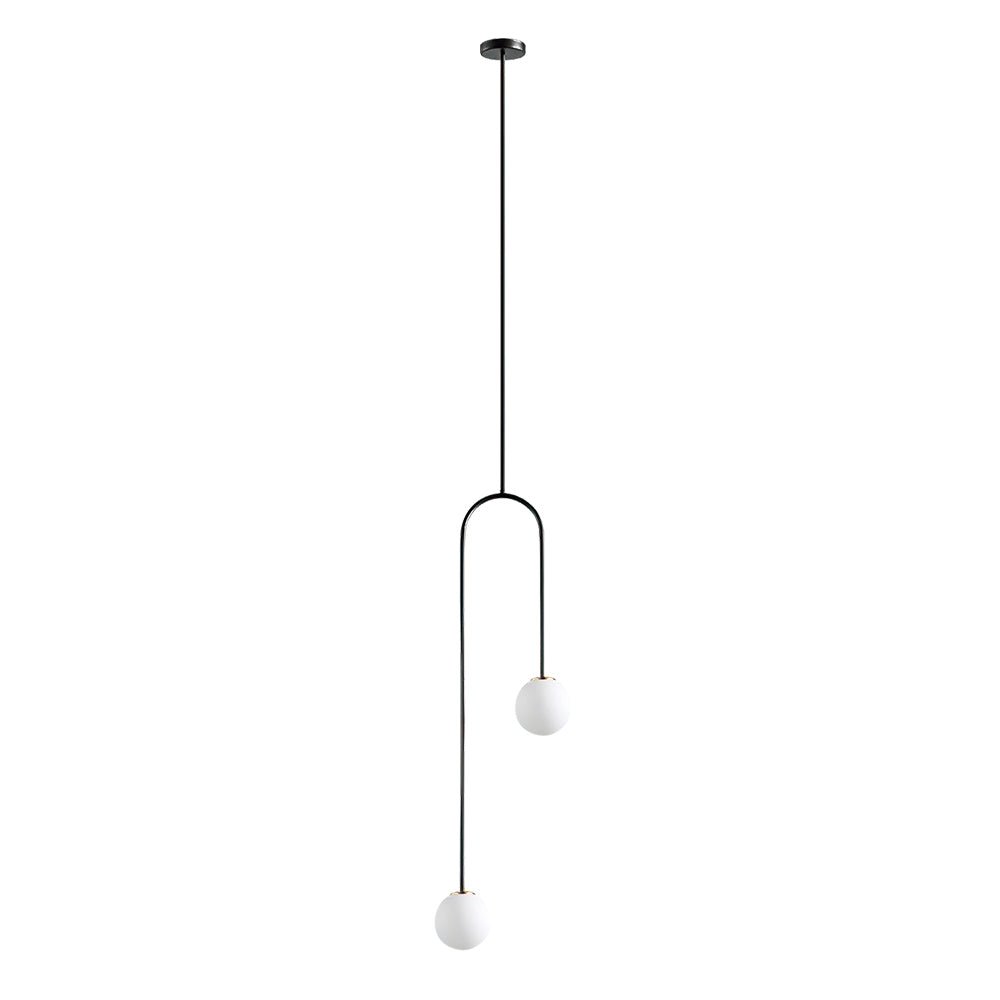 Modern 2 Light Hand Blown Opal Glass Globe Pendant Light - LightfixturesUAE