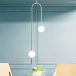 Modern 2 Light Hand Blown Opal Glass Globe Pendant Light - LightfixturesUAE
