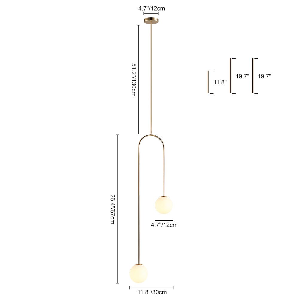 Modern 2 Light Hand Blown Opal Glass Globe Pendant Light - LightfixturesUAE