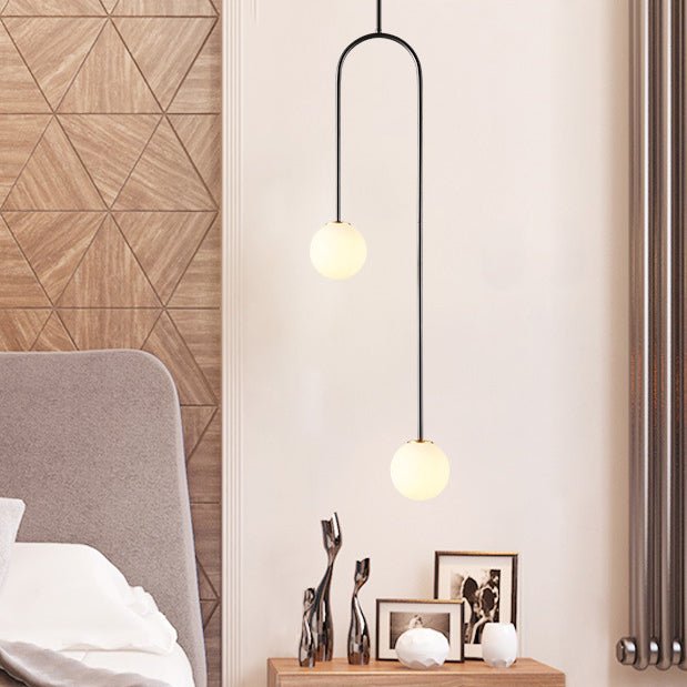 Modern 2 Light Hand Blown Opal Glass Globe Pendant Light - LightfixturesUAE
