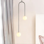 Modern 2 Light Hand Blown Opal Glass Globe Pendant Light - LightfixturesUAE
