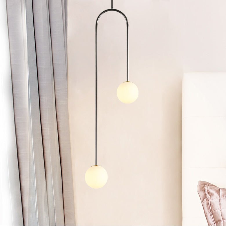 Modern 2 Light Hand Blown Opal Glass Globe Pendant Light - LightfixturesUAE