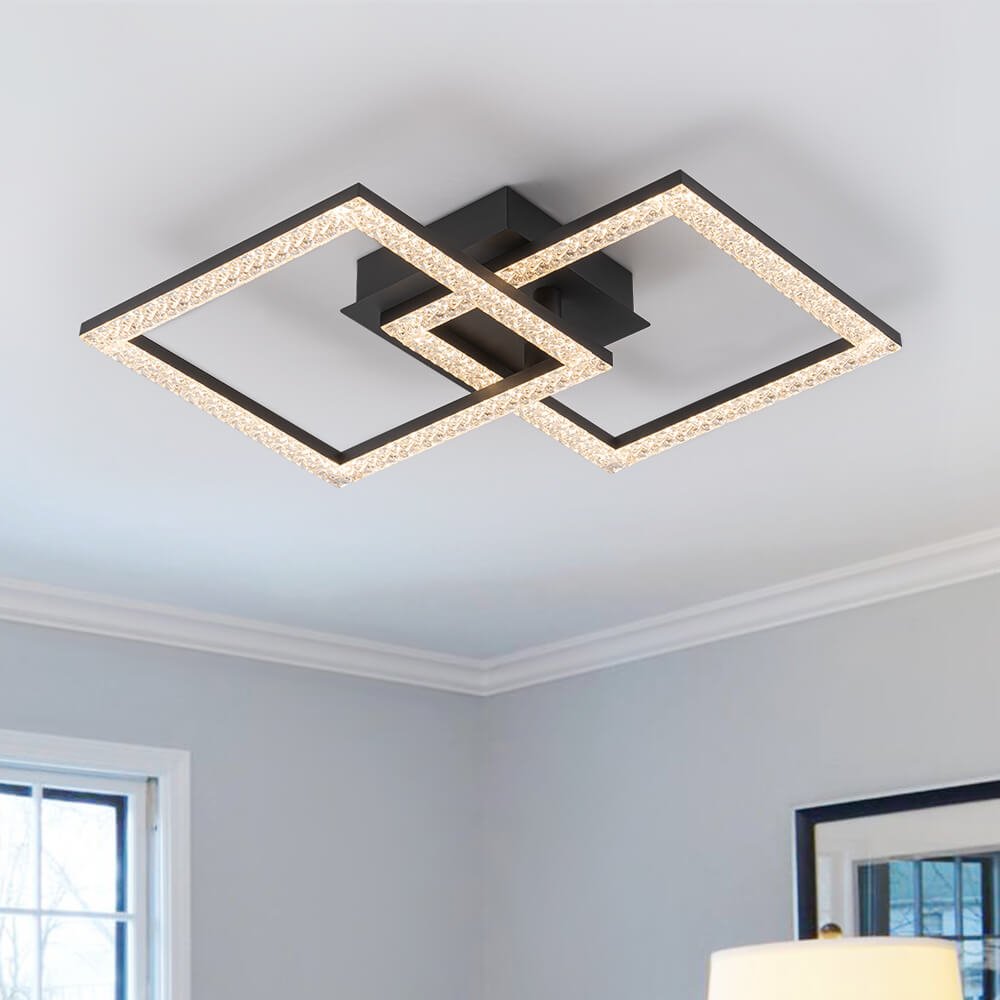 Modern 2 - Light Square LED Semi - Flush Ceiling Light - LightfixturesUAE