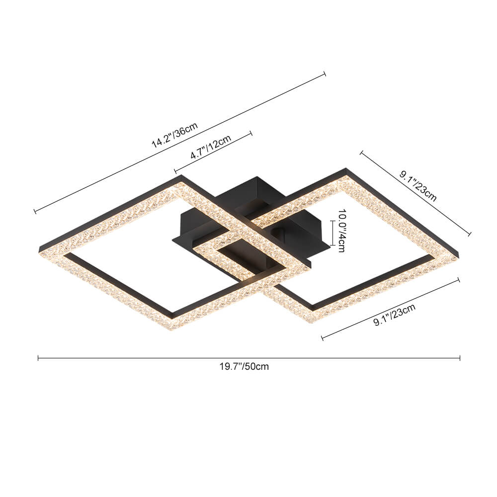 Modern 2 - Light Square LED Semi - Flush Ceiling Light - LightfixturesUAE