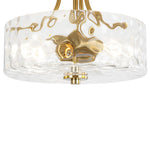 Modern 2 - Light Water Rippled Glass Drum Semi - Flush Mount Ceiling Light - LightfixturesUAE