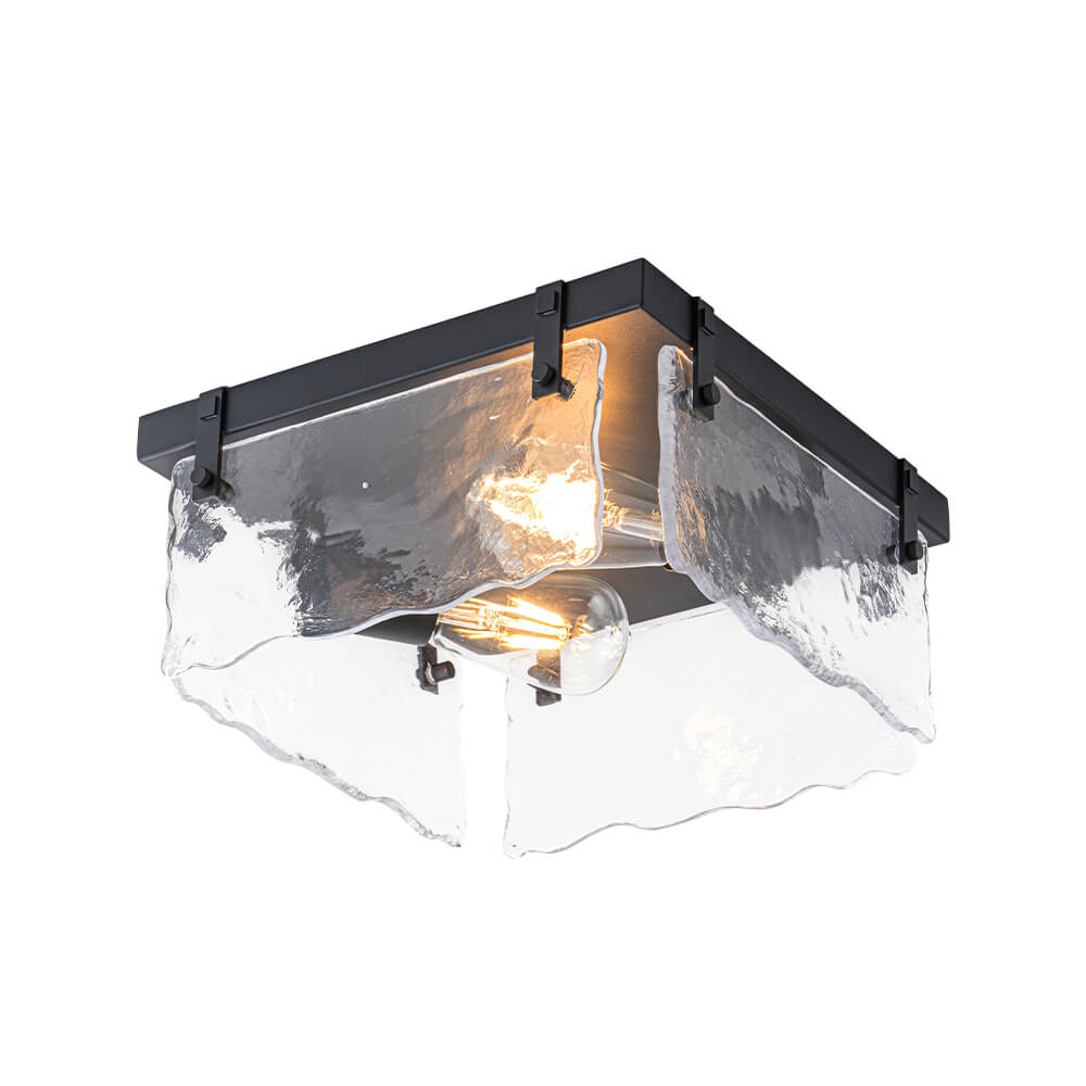 Modern 2 - Light Wave Water Ripple Glass Square Flush Mount - LightfixturesUAE