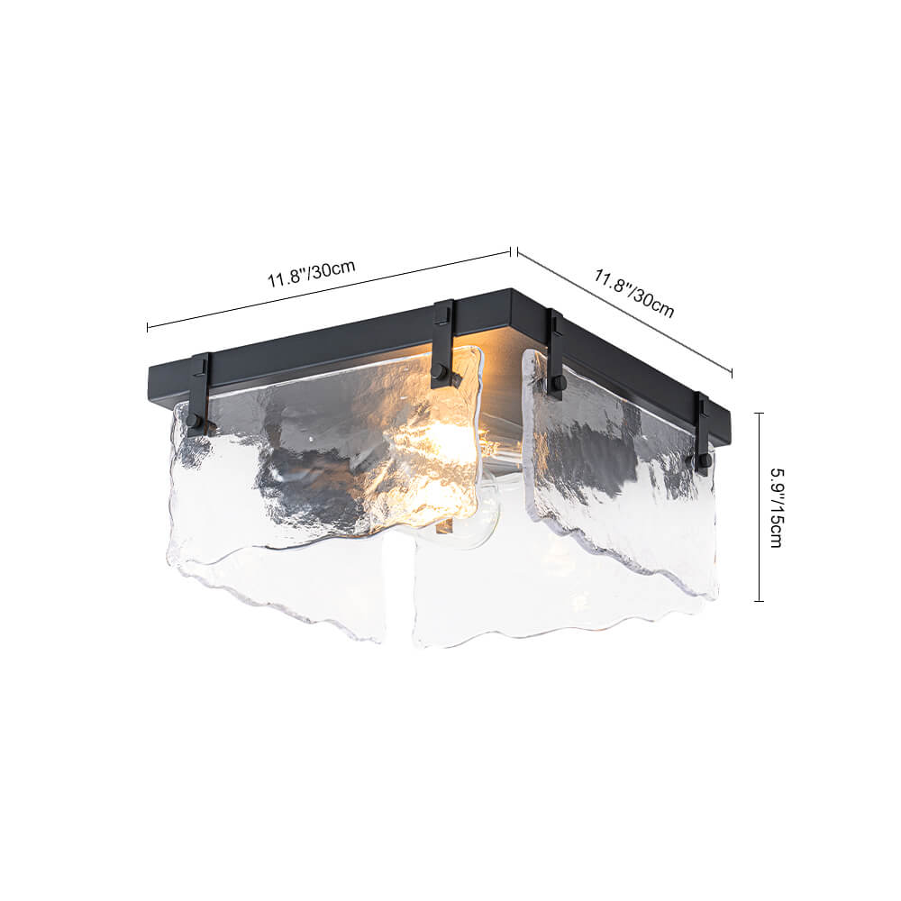 Modern 2 - Light Wave Water Ripple Glass Square Flush Mount - LightfixturesUAE