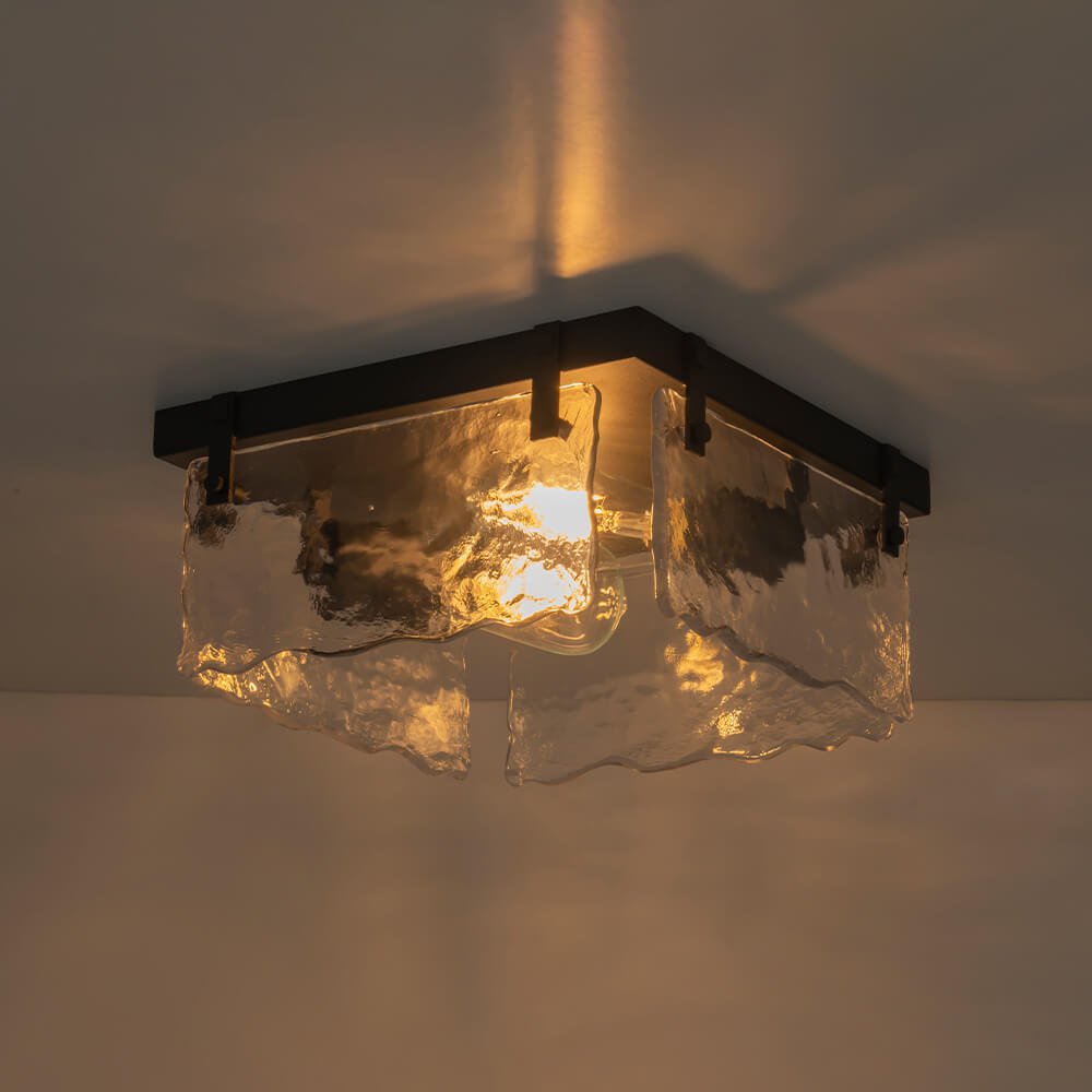 Modern 2 - Light Wave Water Ripple Glass Square Flush Mount - LightfixturesUAE