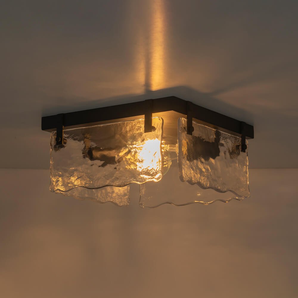 Modern 2 - Light Wave Water Ripple Glass Square Flush Mount - LightfixturesUAE