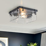 Modern 2 - Light Wave Water Ripple Glass Square Flush Mount - LightfixturesUAE