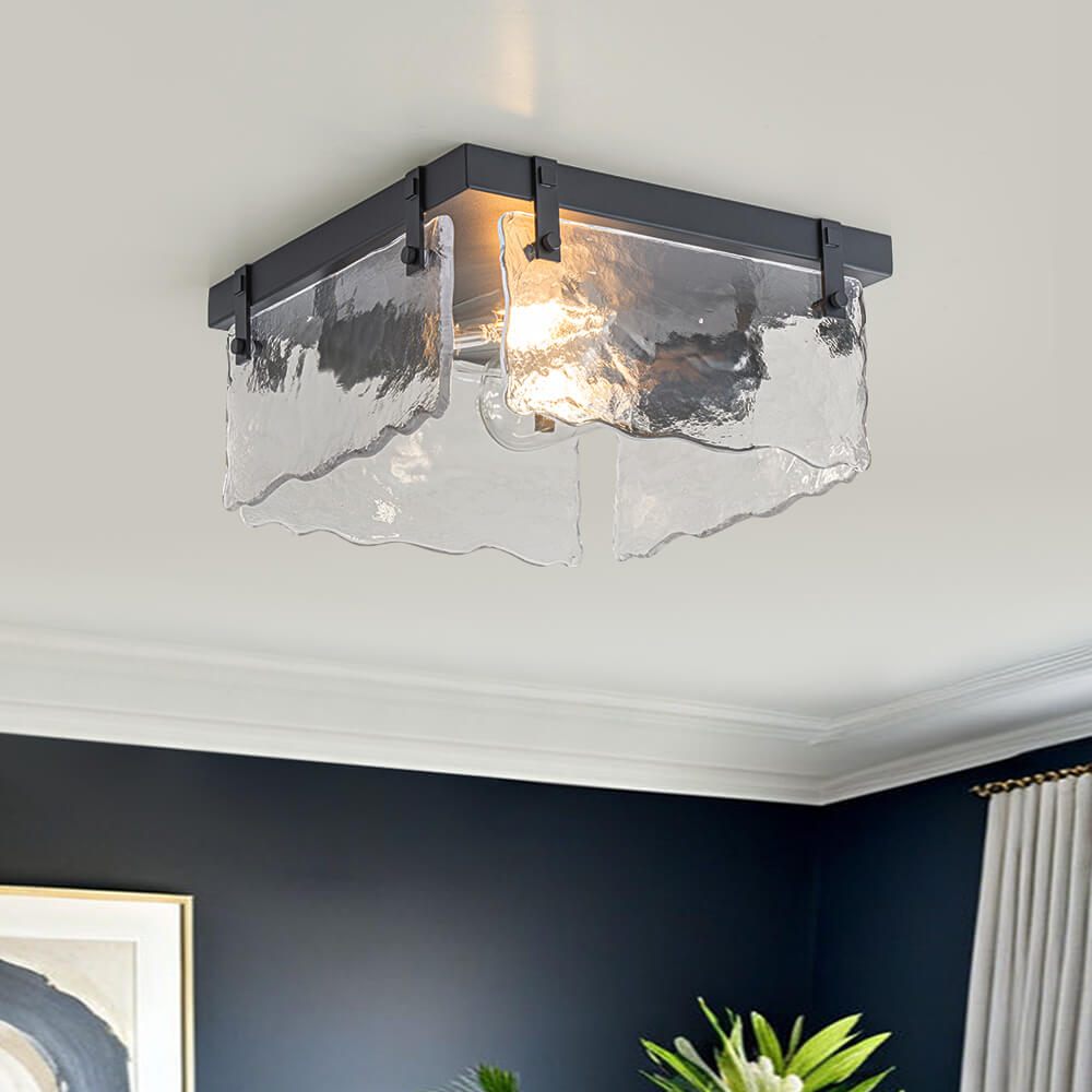Modern 2 - Light Wave Water Ripple Glass Square Flush Mount - LightfixturesUAE