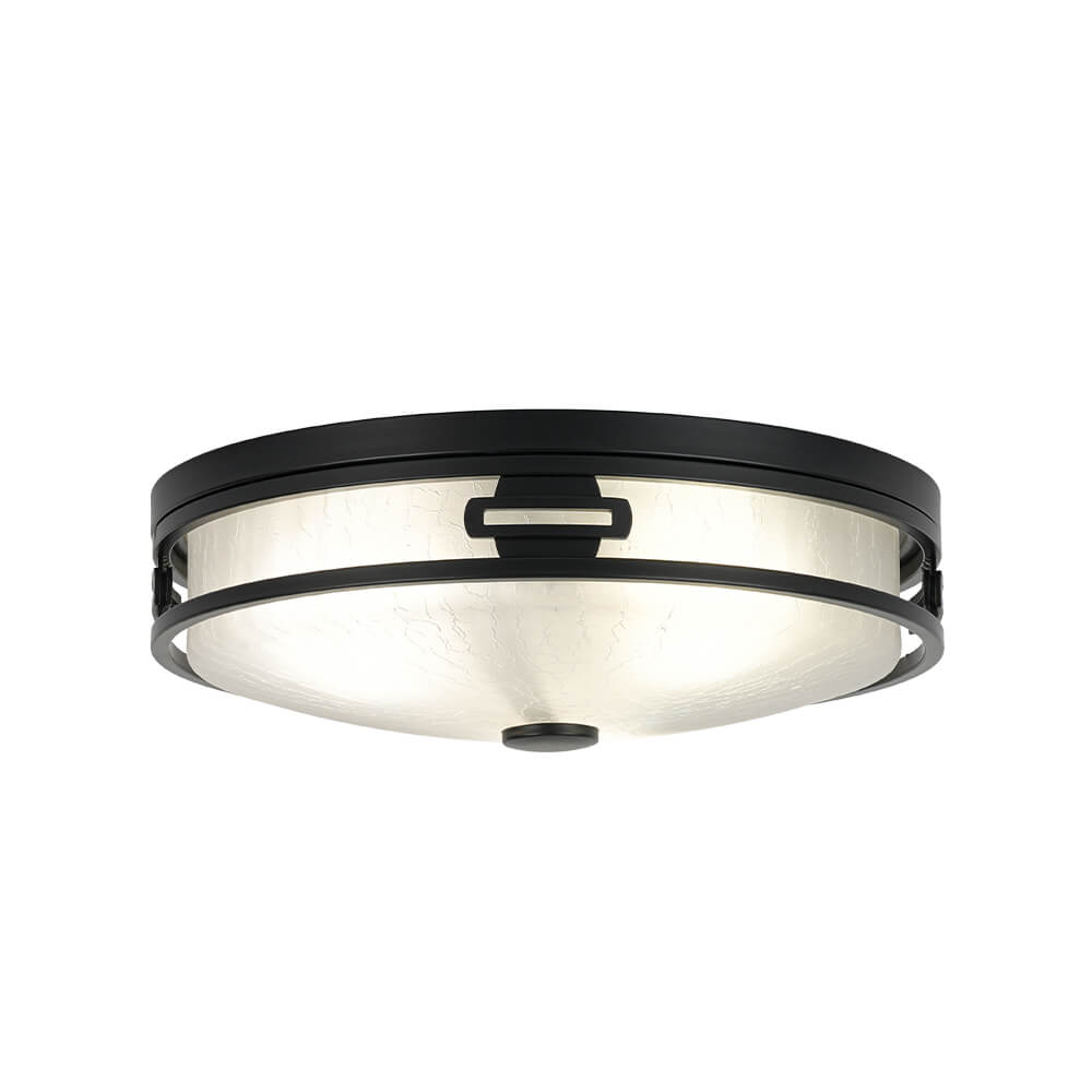 Modern 2/3 - Light Drum Crackle Glass Flush Mount - LightfixturesUAE
