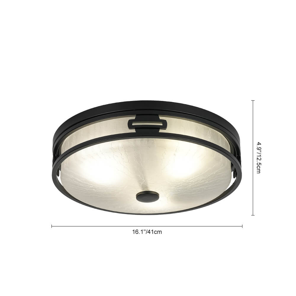 Modern 2/3 - Light Drum Crackle Glass Flush Mount - LightfixturesUAE