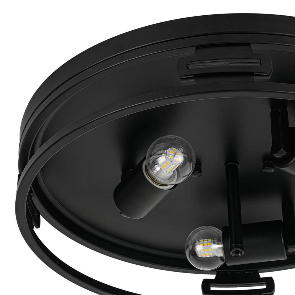 Modern 2/3 - Light Drum Crackle Glass Flush Mount - LightfixturesUAE