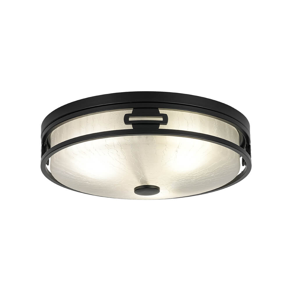 Modern 2/3 - Light Drum Crackle Glass Flush Mount - LightfixturesUAE