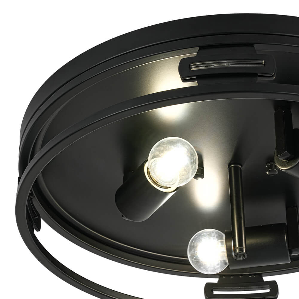 Modern 2/3 - Light Drum Crackle Glass Flush Mount - LightfixturesUAE