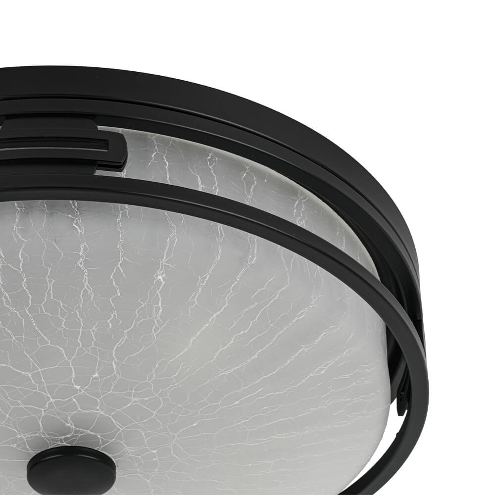 Modern 2/3 - Light Drum Crackle Glass Flush Mount - LightfixturesUAE
