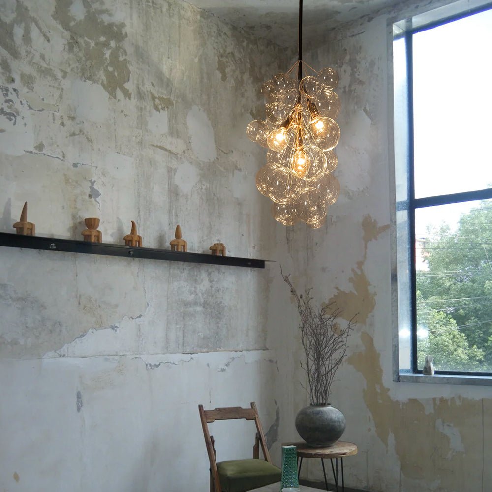 Modern 3 - Light Adjustable Waterfall Cluster Glass Chandelier - LightfixturesUAE