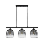 Modern 3 - Light Bell Gradient Grey Glass Linear Island Chandelier - LightfixturesUAE